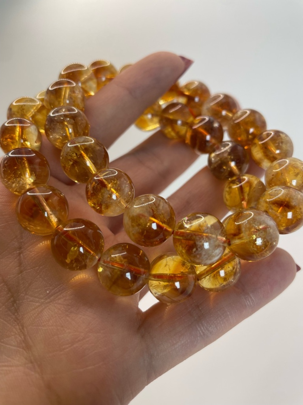ONE Citrine with Rainbows Bead Stretch Bracelet -12mm (0130)